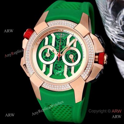 Copy Jacob & Co Epic X Diamond Watches Rose Gold and Green 45mm